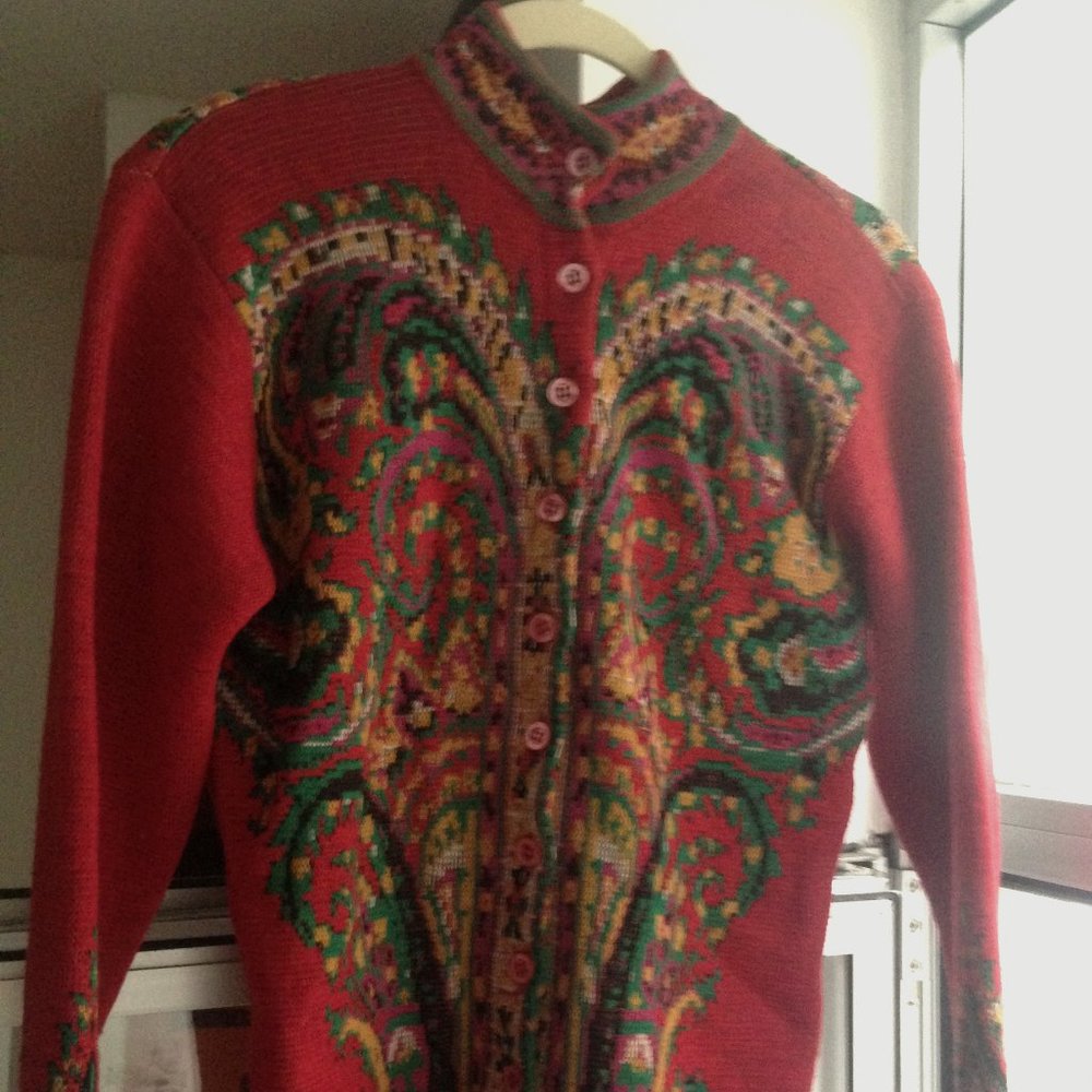 Kenzo Red Vintage Wool Cardigan size 2
